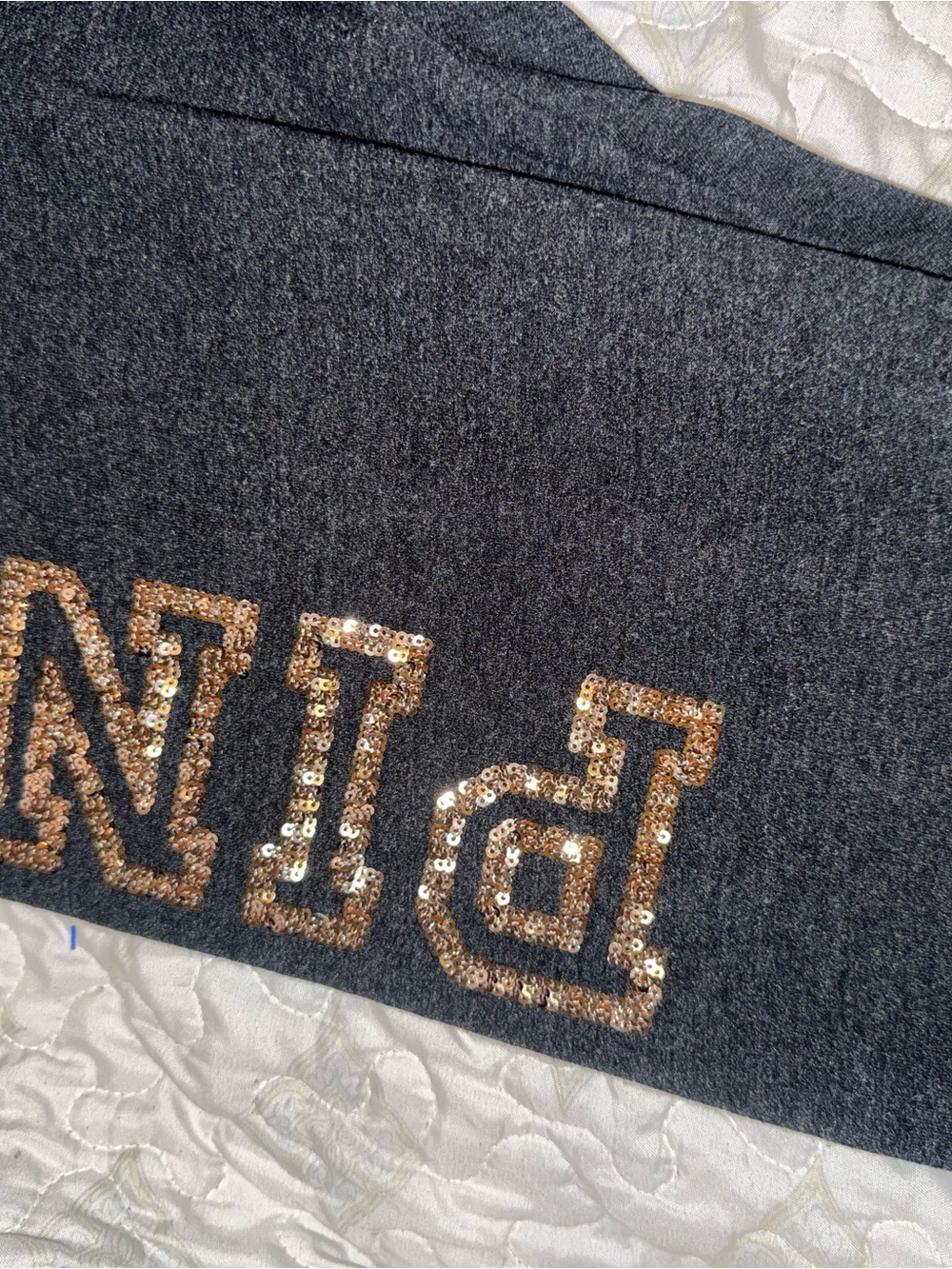 PINK Victoria's Secret Dark Gray Leggings with Gold Sequin Logo
